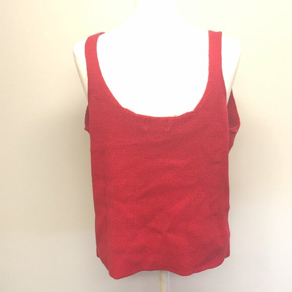 Red Sweater Tank Top Ribbed Knit - Picture 6 of 11